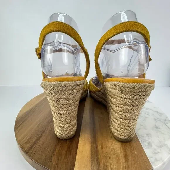 Seychelles Yellow Leather Weave Espadrilles Wedge Closed Toe Sandals 9/40 - Picture 6 of 10